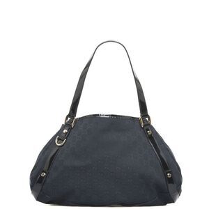 Gucci GG Canvas Abbey Tote Bag Black Canvas Enamel